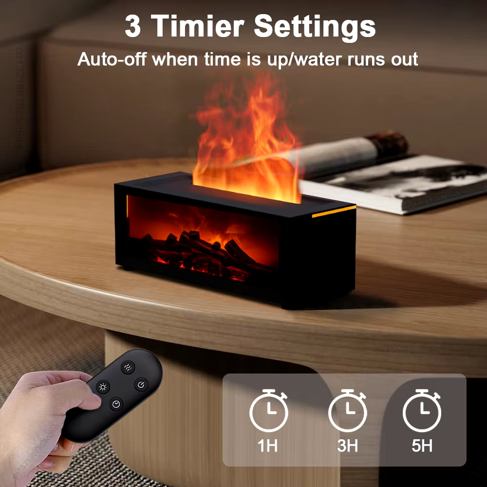 Flame Essential Oil Diffuser & Air Humidifier – LED Mood Light, Remote Control, Automatic Aroma Mist