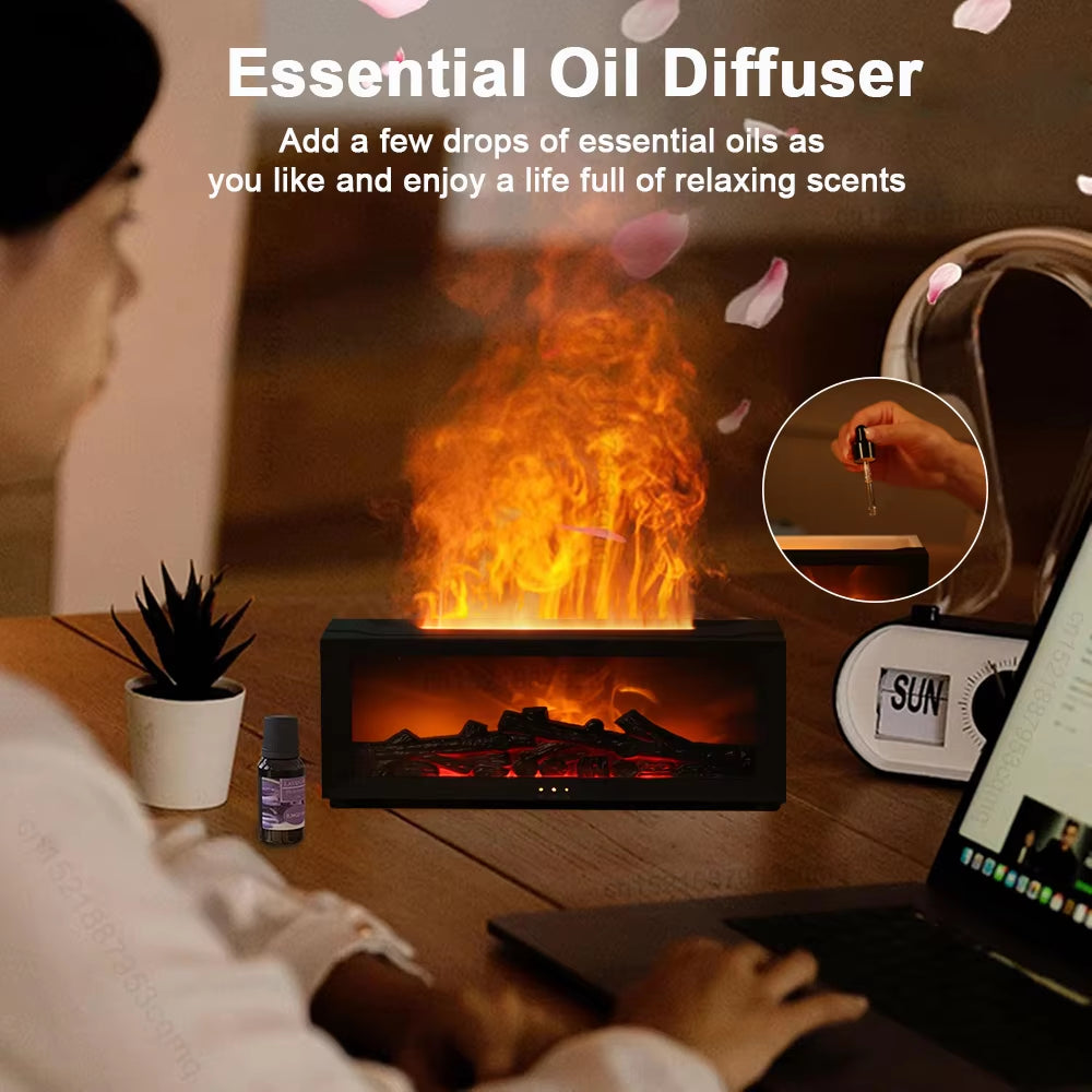 Flame Essential Oil Diffuser & Air Humidifier – LED Mood Light, Remote Control, Automatic Aroma Mist